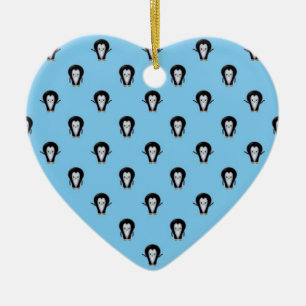 Cute Penguins over Winter Blue Ceramic Ornament