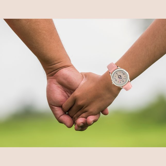 Cute Penguins Pink with Name and Initials Watch (Cute penguins Girl watch, Pink, customizable name & initials.
Bilingual text. Multilingual Project.)