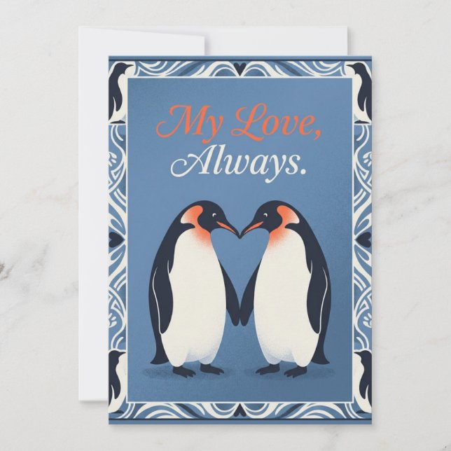 Cute Penguin's  Valentine's Day Card (Front)