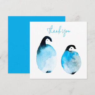 Cute Penguins watercolor Card