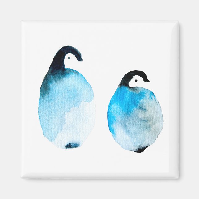 Cute Penguins watercolor Magnet (Front)