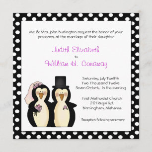 Cute Penguins Wedding Invitation
