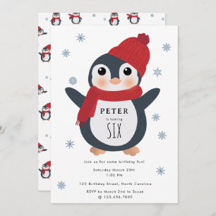 Cute Penguins Winter Birds Arctic Animals Birthday Invitation