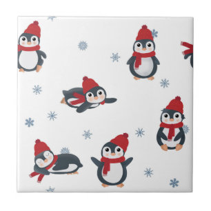 Cute Penguins Winter Birds Arctic Animals Kids Ceramic Tile
