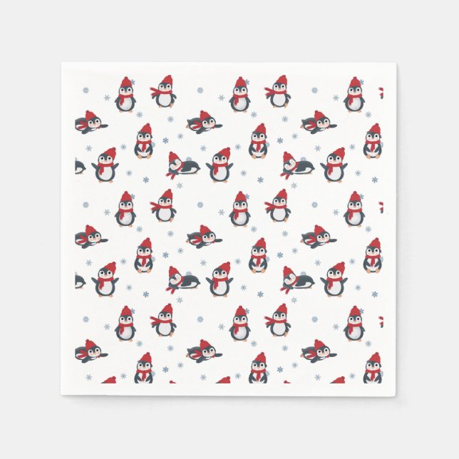 Cute Penguins Winter Birds Arctic Animals Napkin (Front)