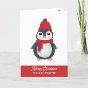 Cute Penguins Winter Birds Arctic Christmas Holiday Card