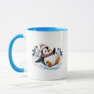 Cute Penguins Winter Illustration Mug
