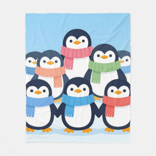 Cute Penguins Winter Scarves Group Hug Fleece Blanket