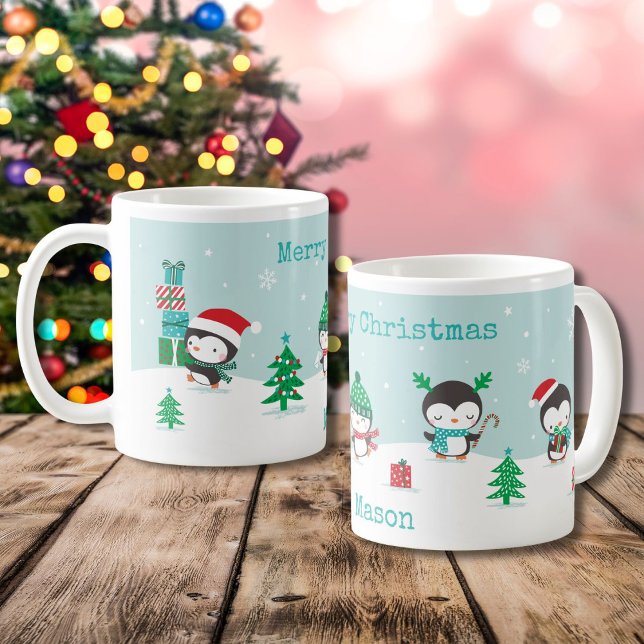 Cute penguins with christmas presents coffee mug (Creator Uploaded)