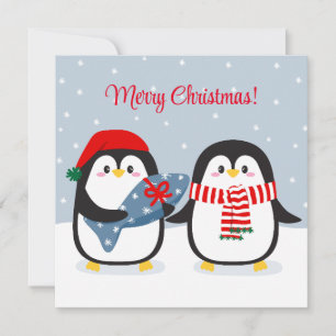 Cute penguins with gift card