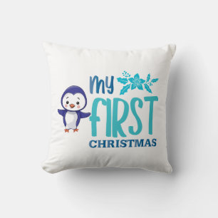 Cute penquin printed first Christmas Cushion