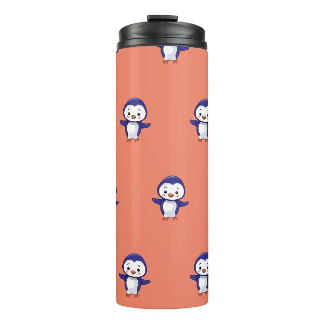 Cute penquin printed thermal tumbler  (Front)