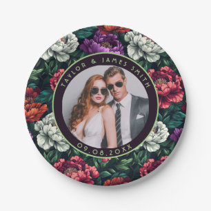 Cute Peonies Plates For Couple'S Shower Party