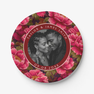 Cute Peonies Plates For Rehearsal Dinner Party