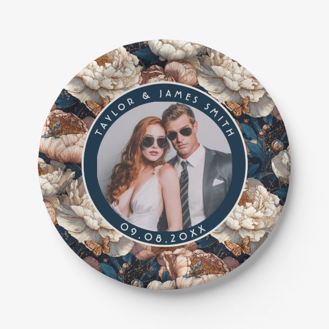 Cute Peonies Plates For Wedding Memories (Front)