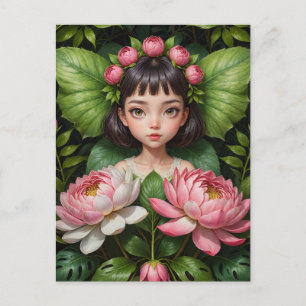 Cute Peony Fairy Postcard