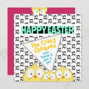 Cute Peppy “Happy Easter You Crazy Chickens” Holiday Card
