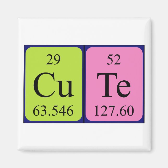 Cute periodic table name magnet (Front)