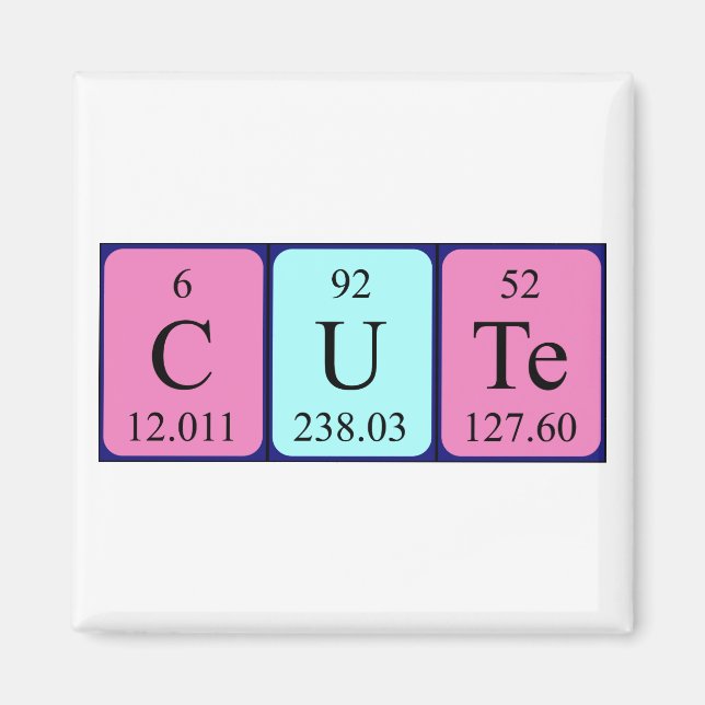 Cute periodic table name magnet (Front)