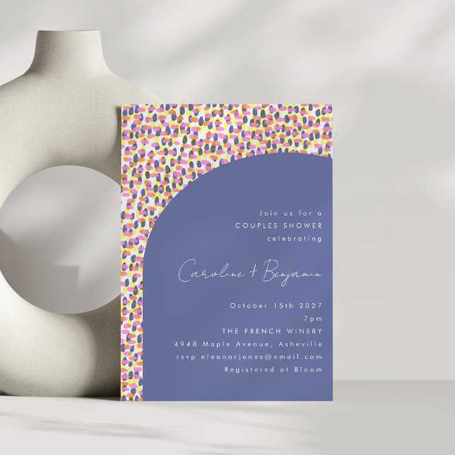 Cute Periwinkle Purple Abstract Dot Couples Shower Invitation (Creator Uploaded)