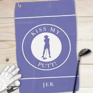 Cute Periwinkle Womens Kiss My Putt  Golf Towel