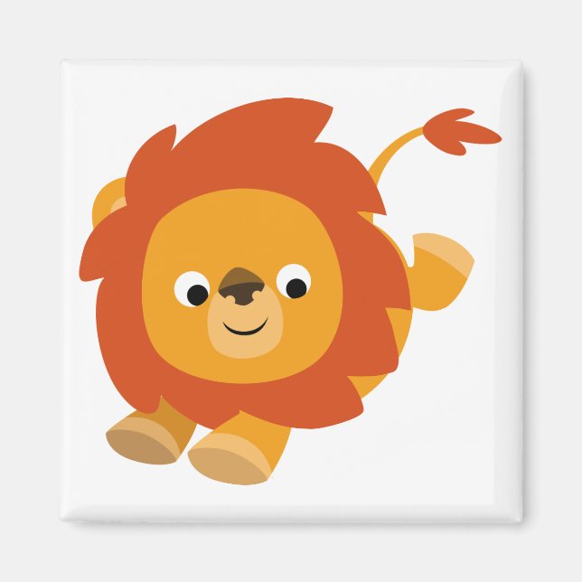 Cute Perky Cartoon Lion Magnet (Front)