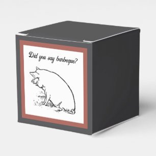 Cute Perky Pig Cartoon, Farm Animal Ink Sketch Favour Box