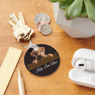 Cute Permanent Puppy with Personalise Text Key Ring