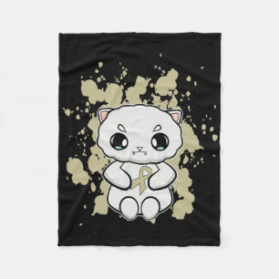 Cute Persian Cat Anime Kitten Childhood Cancer Awa Fleece Blanket