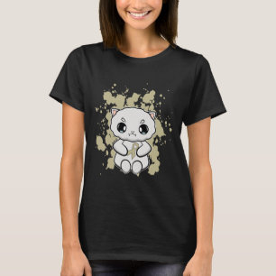 Cute Persian Cat Anime Kitten Childhood Cancer Awa T-Shirt