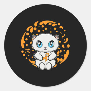 Cute Persian Cat Anime Kitten Leukaemia Awareness Classic Round Sticker