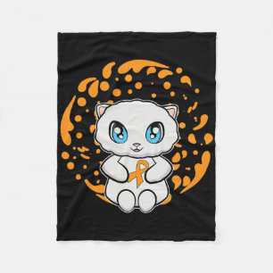 Cute Persian Cat Anime Kitten Leukaemia Awareness Fleece Blanket