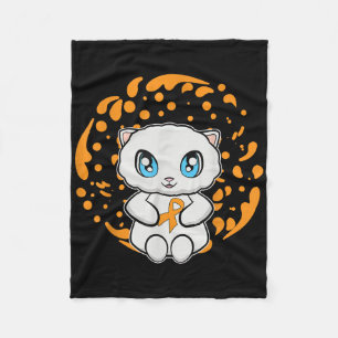 Cute Persian Cat Anime Kitten Leukaemia Awareness  Fleece Blanket