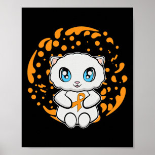 Cute Persian Cat Anime Kitten Leukaemia Awareness Poster