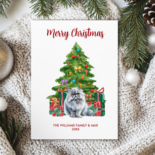 Cute Persian Cat Christmas Card