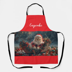 Cute Persian Cat Christmas Personalised  Apron