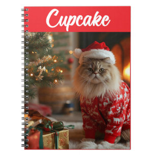 Cute Persian Cat Christmas Personalised Notebook
