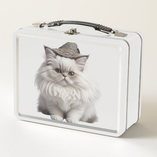 Cute Persian Cat Metal Lunch Box (Front)