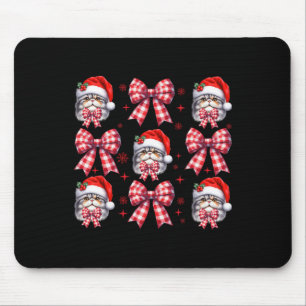 Cute Persian Cat Red Plaid Coquette Bow Christmas Mouse Pad