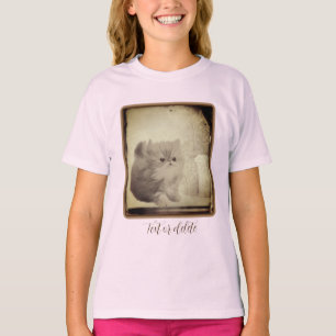 Cute Persian Kitten Vintage Look Personalised T-Shirt