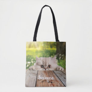 Cute Persian Peeking Cat Tote Bag