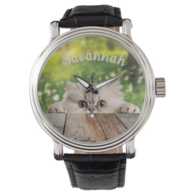 Cute Persian Peeking Cat Watch (Front)
