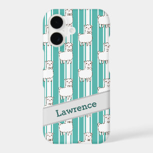 Cute Personal Boys Blue & White Striped Llama