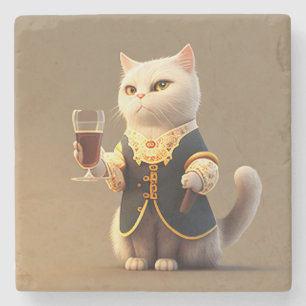  Cute Personal cat servant, funny servant Kitten Stone Coaster