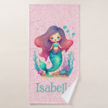 Cute personal mermaid bath towel