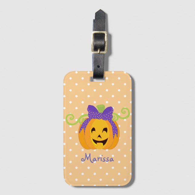Cute Personalise Halloween Pumpkin Luggage Tag (Front Vertical)