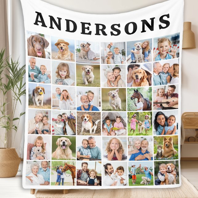 Cute Personalised 36 Photos Collage Birthday Gift Fleece Blanket (Creator Uploaded)