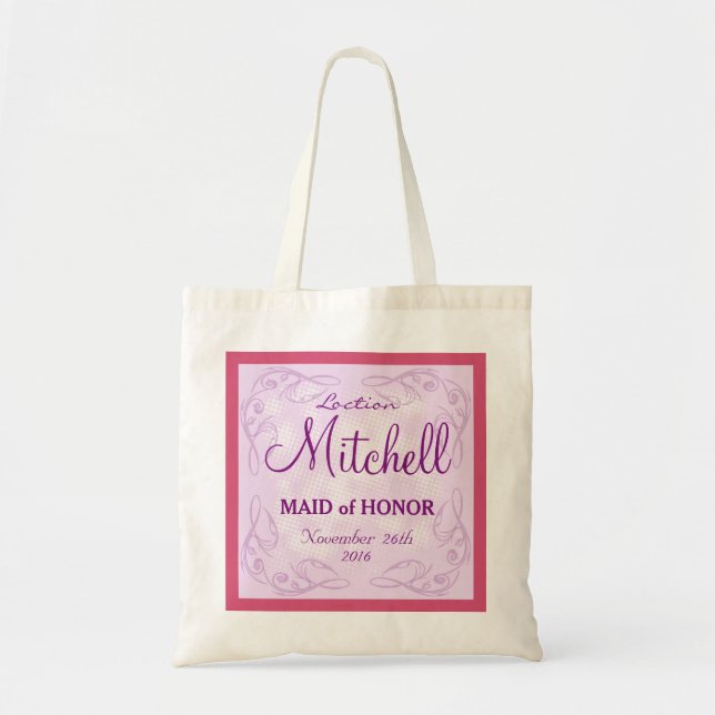 Cute personalised abstract maid of honour wedding tote bag (Front)