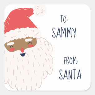 Cute Personalised African American Santa Gift Tags