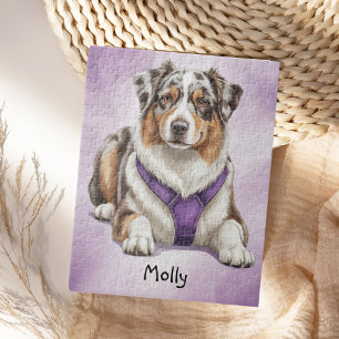 Cute Personalised Australian Shepherd Jigsaw Puzzle